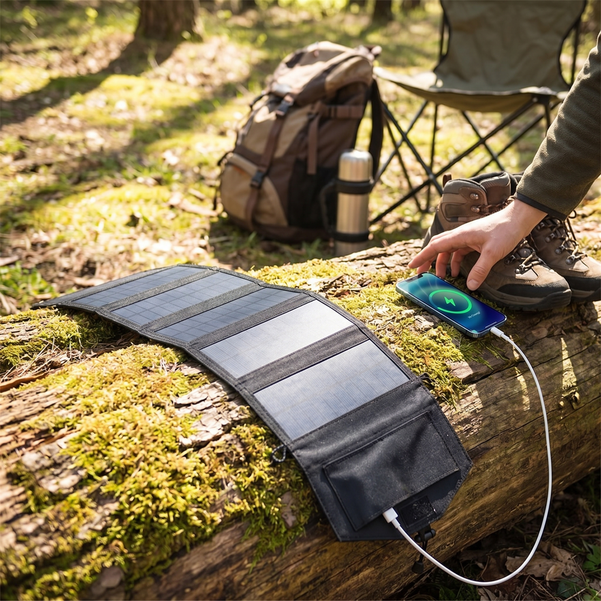 20W Foldable Solar Power Bank Charger for Mobile Devices - lifestyle
