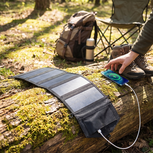 20W Foldable Solar Power Bank Charger for Mobile Devices - lifestyle