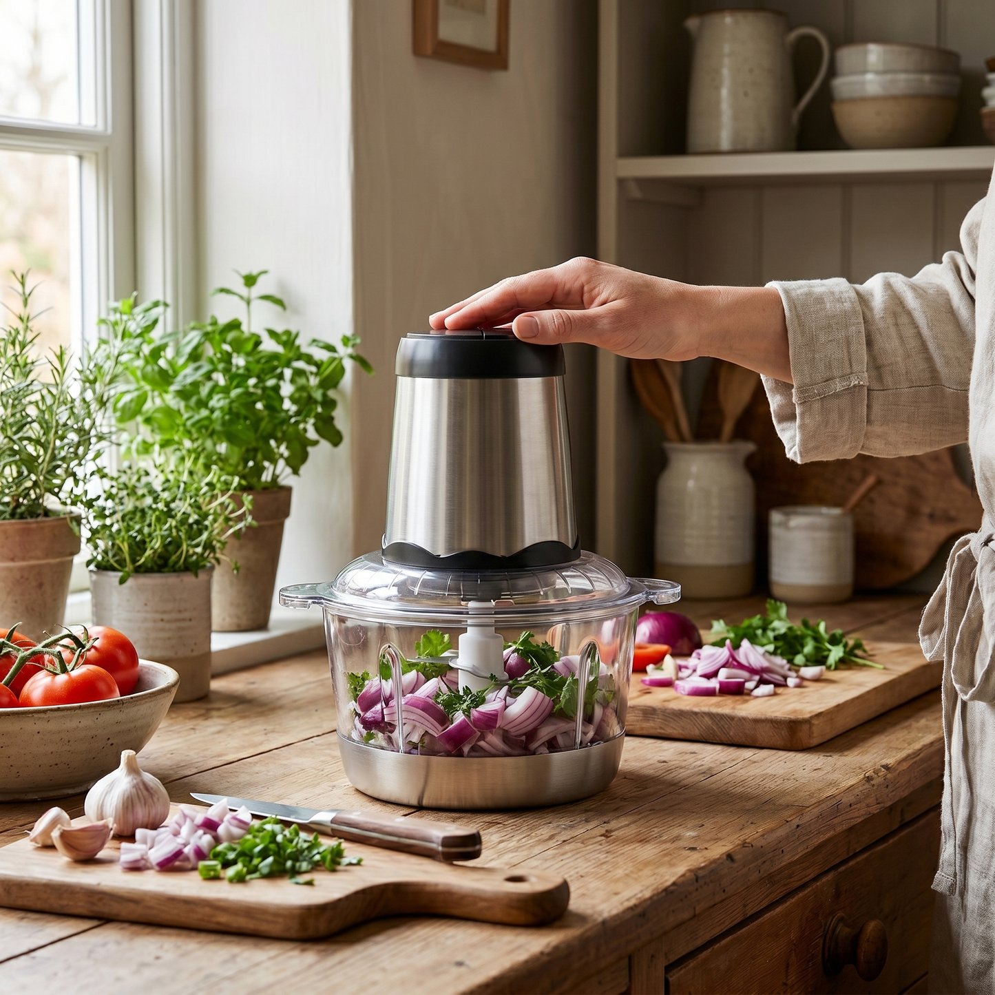 2L Meal Prep Chopper with 300W Motor and Precision Blades - lifestyle