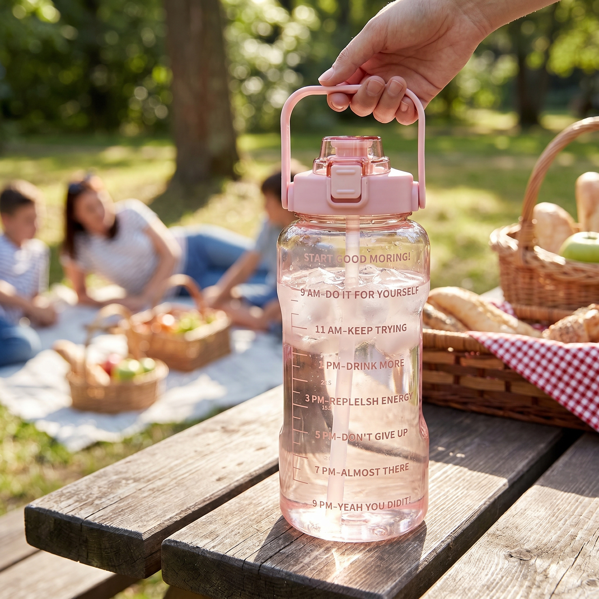 2L Water Bottle with Straw, Time Indicators & Leak-Resistant Cap - lifestyle
