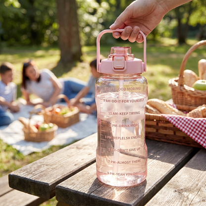 2L Water Bottle with Straw, Time Indicators & Leak-Resistant Cap - lifestyle