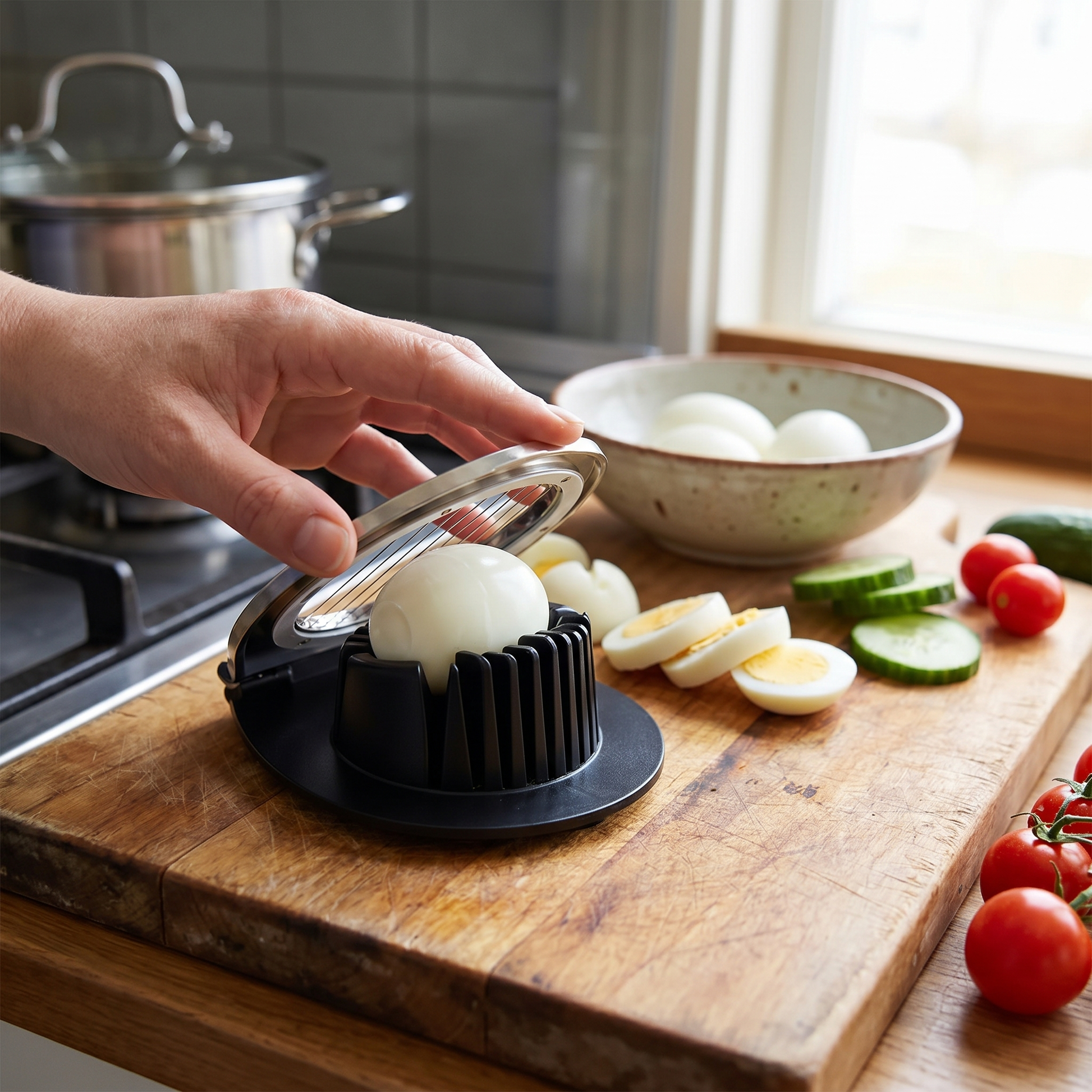 3-in-1 Egg Separator – Slices, Splits, and Quarters Eggs - lifestyle