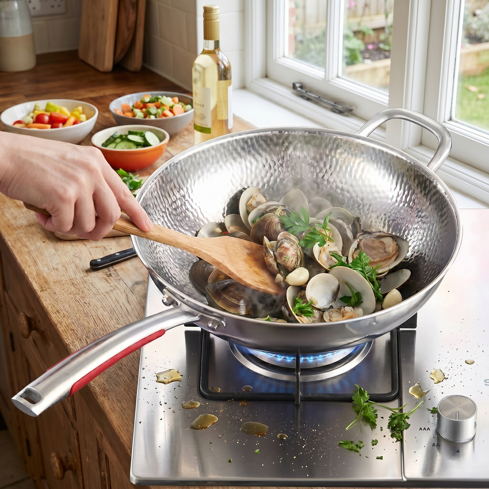 30 cm Round Bottom Wok | Induction Compatible | Non-Coated & Non-Stick - lifestyle