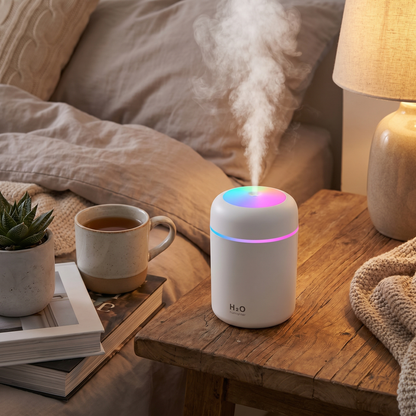 300 ml Ultrasonic Humidifier with Colorful Ring Light – Compact Design - lifestyle