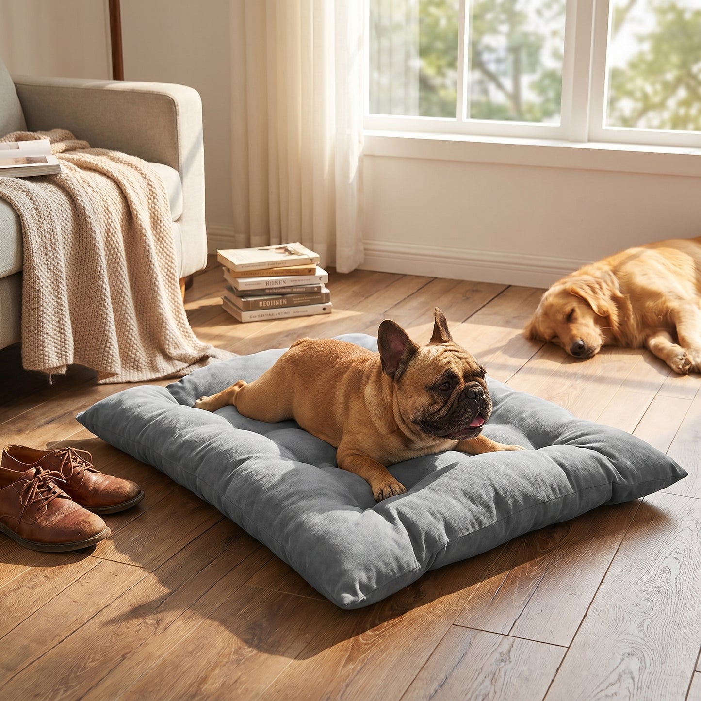 3-in-1 Pet Bed – Lounger, Mat, and Snuggle Cave - lifestyle