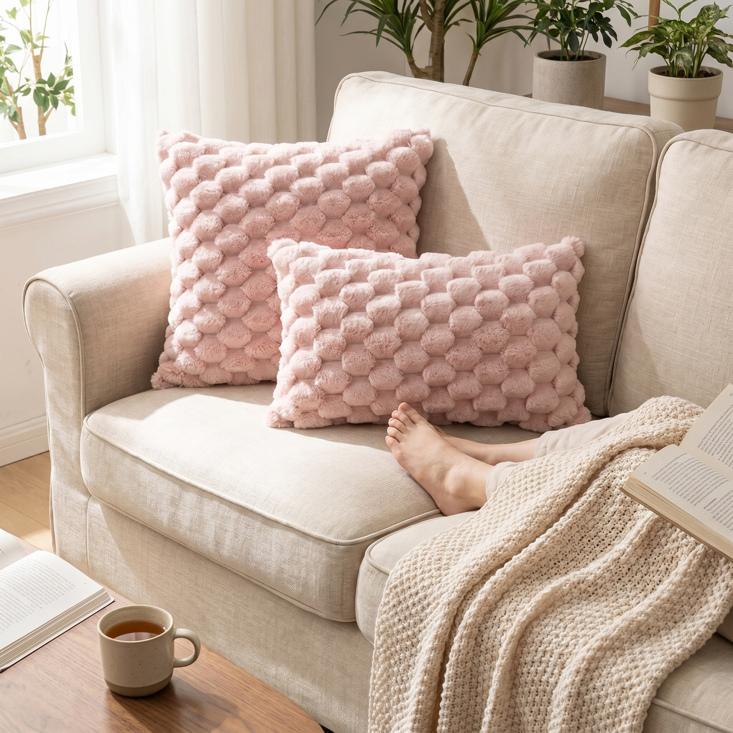 3D Textured Velvet Pillow Cover - lifestyle