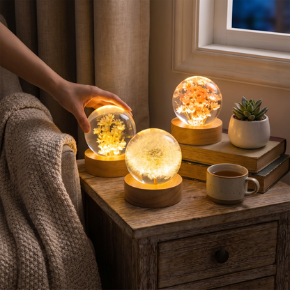 3D Flower Pattern Crystal Ball Light - lifestyle