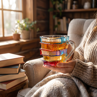 3D Book Design Mug | Colorful Handmade Cup for Coffee & Tea - lifestyle
