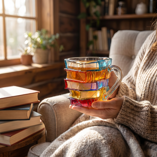 3D Book Design Mug | Colorful Handmade Cup for Coffee & Tea - lifestyle