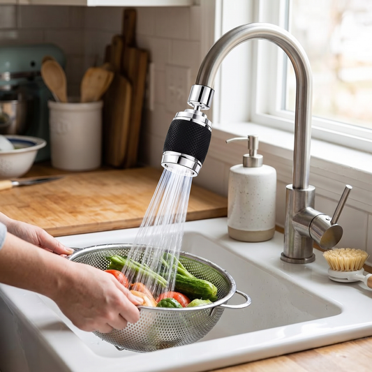 360° Rotatable Water Faucet Attachment – Control Your Water Flow, Keep Your Kitchen Clean - lifestyle