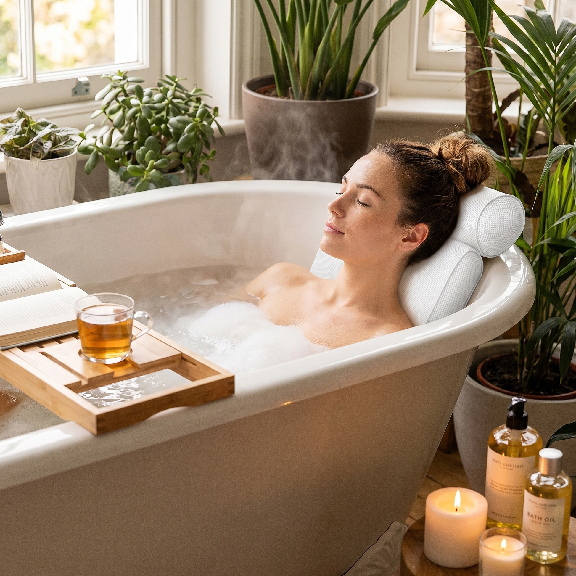 3D Mesh Neck Support Bath Pillow – Ergonomic Design - lifestyle