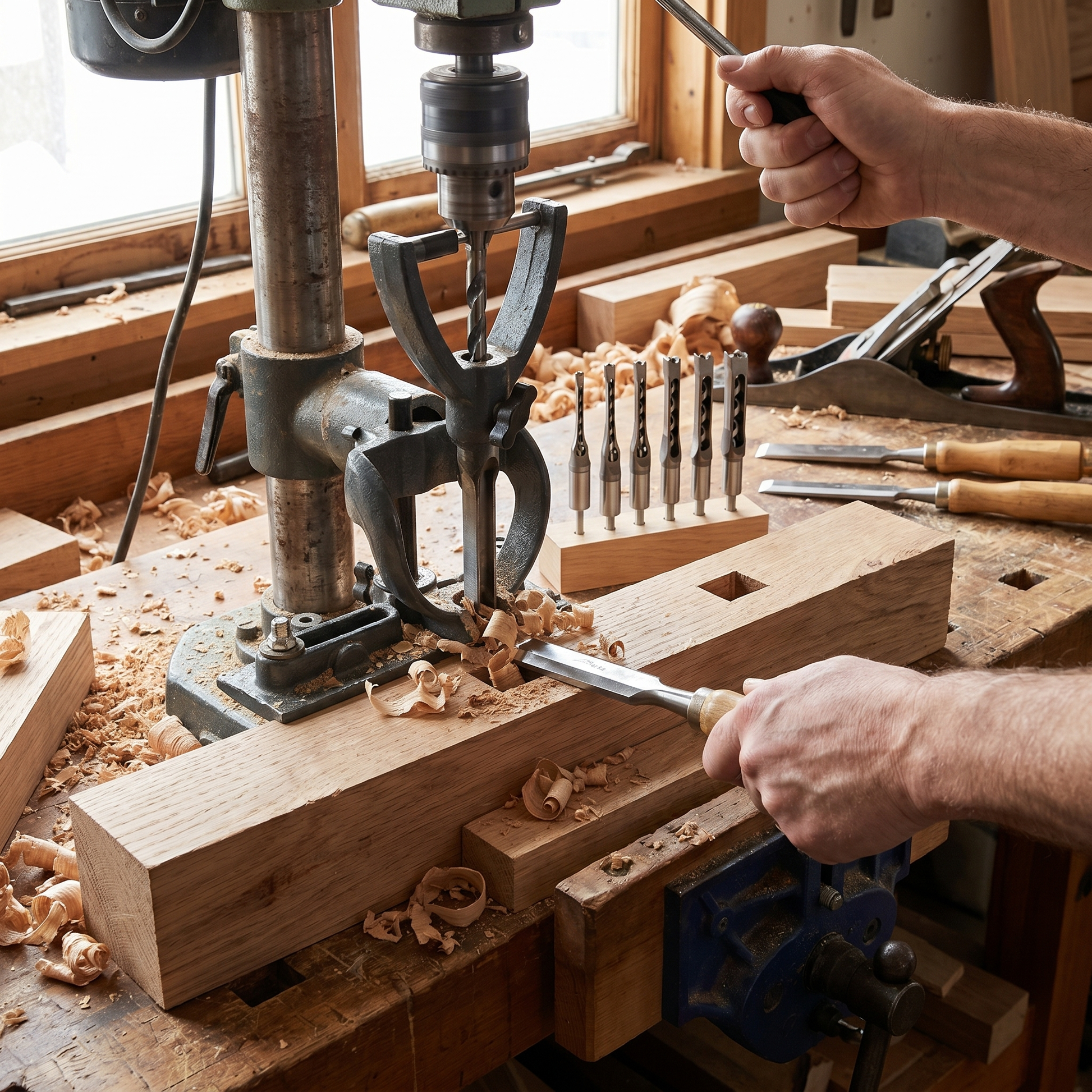 4-Piece Wood Square Tenon Drill Bit Set - lifestyle