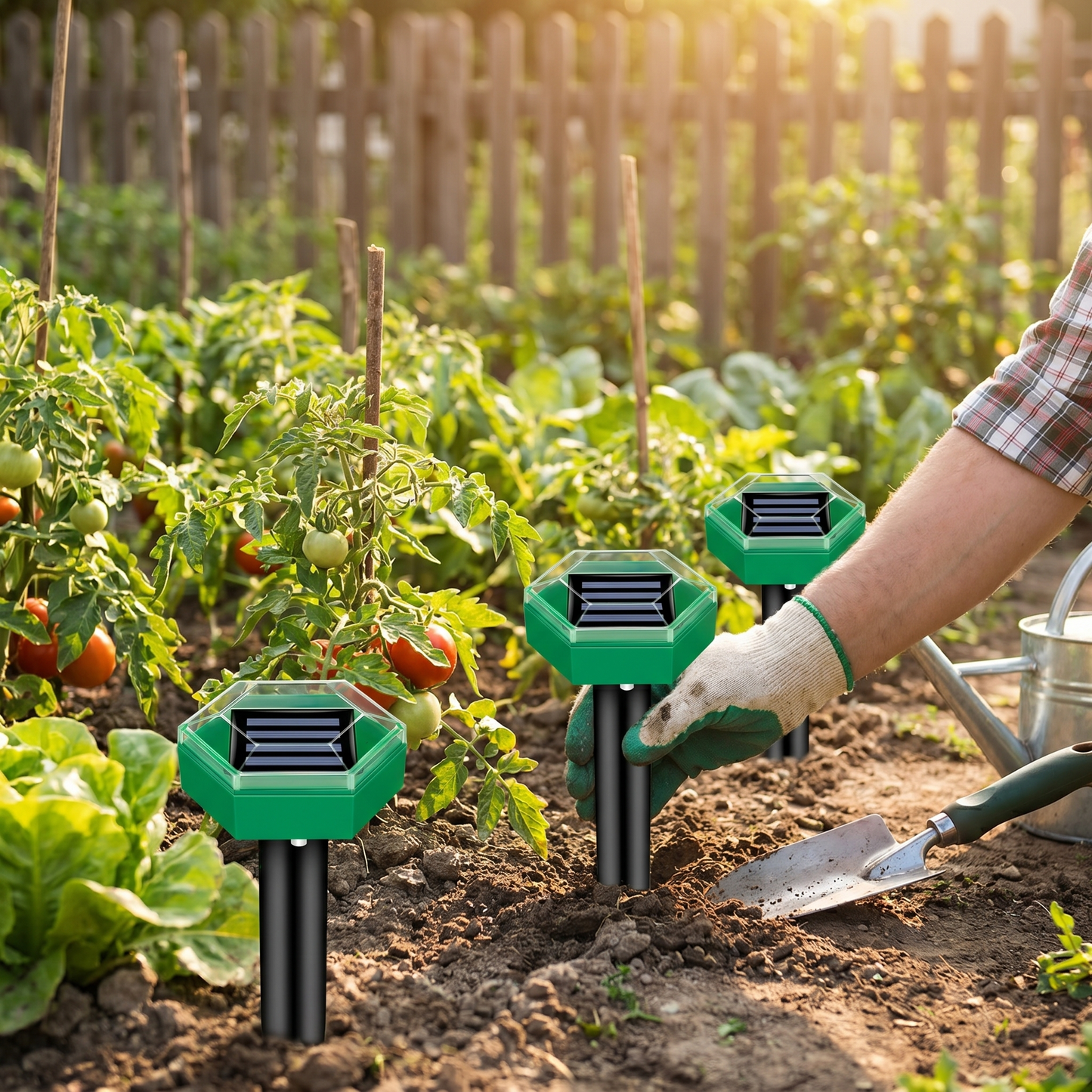4-Pack of Weatherproof Solar Mole Repellers | Easy Installation - lifestyle