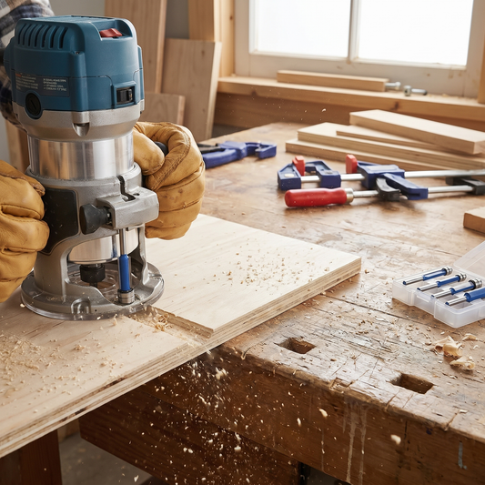 4-Piece Flush Trim Router Bit Set for Accurate Edge Finishing - lifestyle