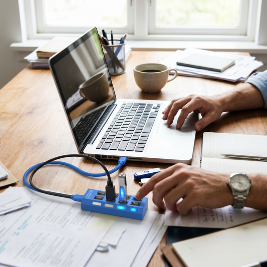 4 or 7-Port USB Hub with Power Switches - lifestyle