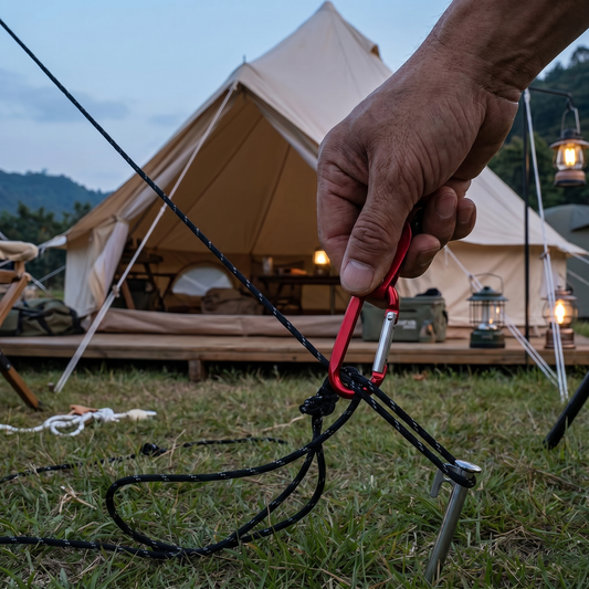 4-Piece Tent Guyline Set – Roller Buckles, No Knots Required - lifestyle