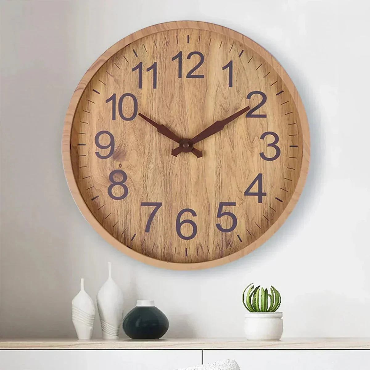 30cm Wooden Wall Clock with Silent Movement