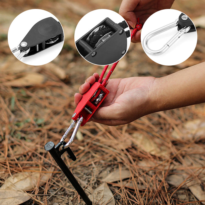 4-Piece Tent Guyline Set with Roller Buckles
