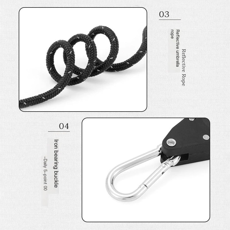 4-Piece Tent Guyline Set with Roller Buckles