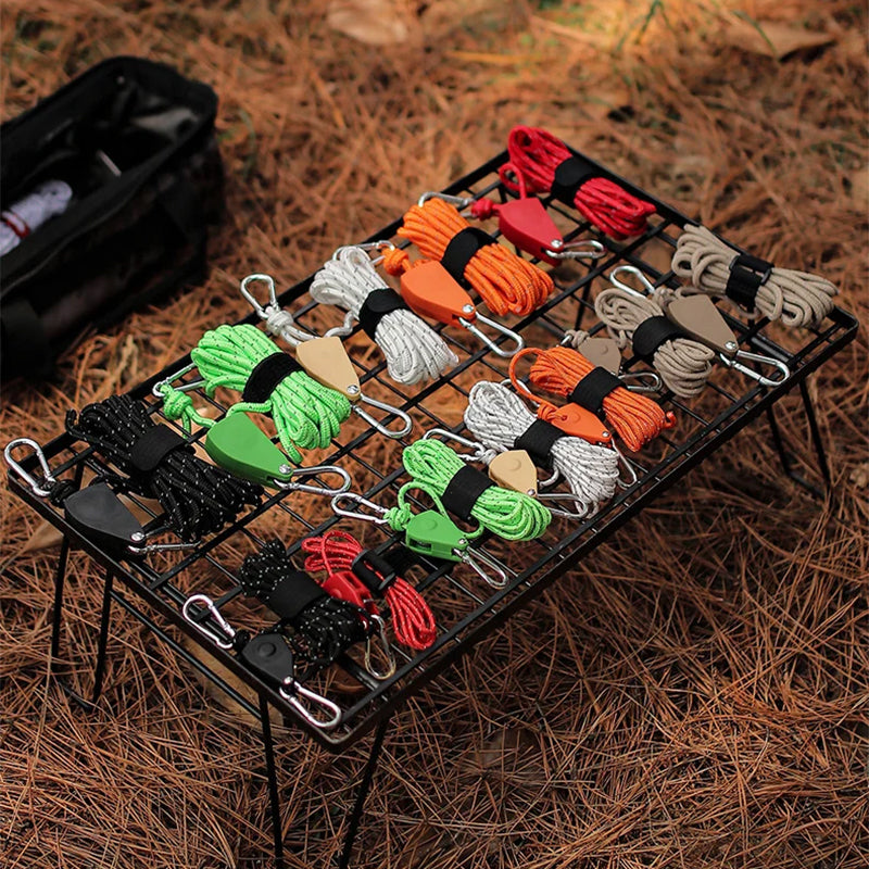 4-Piece Tent Guyline Set with Roller Buckles