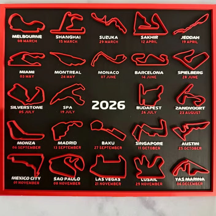 2026 Formula Racing Track Calendar with Stand