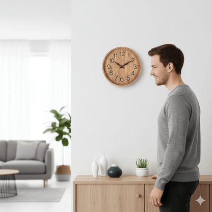 30cm Wooden Wall Clock with Silent Movement