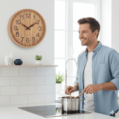 30cm Wooden Wall Clock with Silent Movement