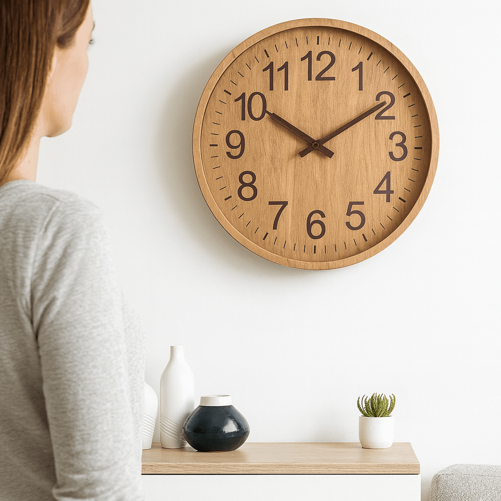30cm Wooden Wall Clock with Silent Movement