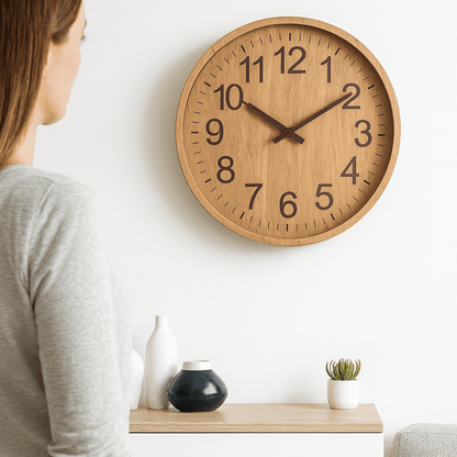30cm Wooden Wall Clock with Silent Movement